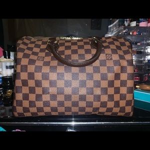 Brown checkered fashion bag